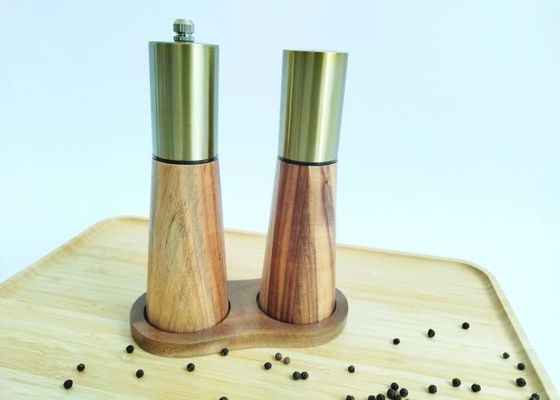 Moulin à sel et poivre en bois d'acacia rechargeable pour les amateurs d'herbes