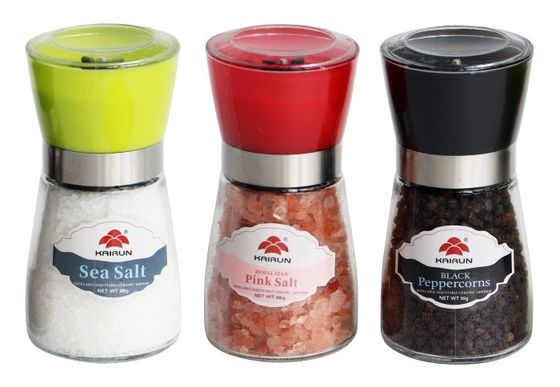 comprar Grilleras de sal y pimienta de vidrio recargables, Grilleras de sal y pimienta ajustables Variedad de colores online manufacture