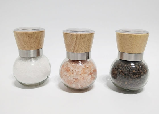 kopen Premium aangepaste houten deksel verstelbare zout- en pepermaler, pepermolen en zoutmolen, glazen lichaam online manufacture
