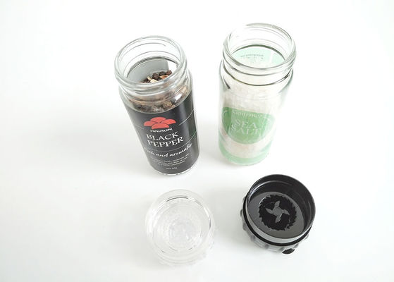 kopen Eenvoudige zout- en peper-acrylmaler Glasfles met plastic deksel Spice-maler online manufacture