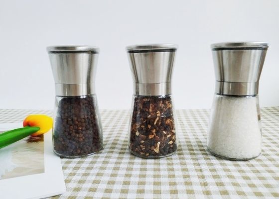 comprare Macinatrici di sale e pepe in vetro regolabili con tappo di macinatrice in acciaio inossidabile online manufacture