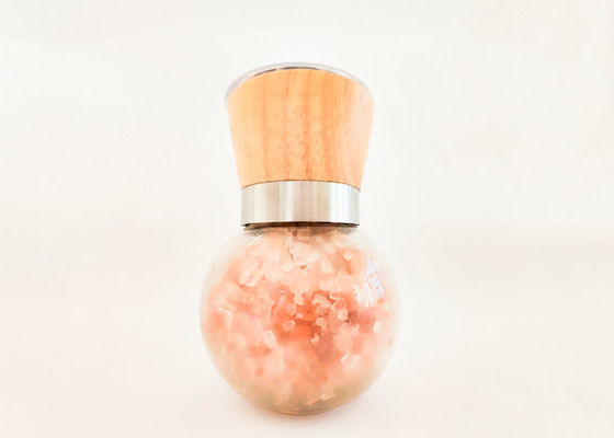 kopen Ronde glazen fles met houten deksel en keramische kern Roze zoutmolen online manufacture