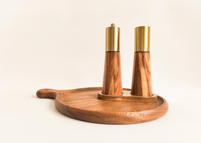 Natural Wood Design Wooden Salt And Pepper Grinders Manual Condiment Grinder Set 0
