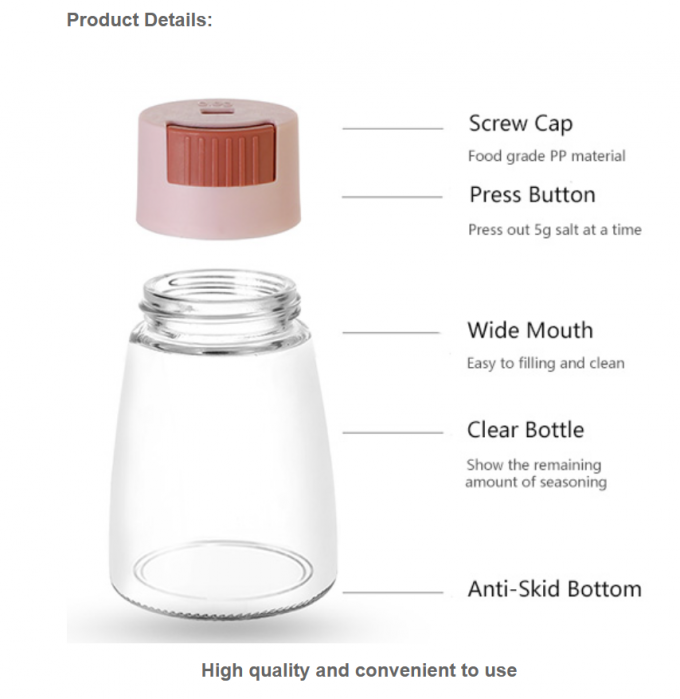 180ml 0.5g Every Drop FDA Salt Pepper Plastic Lid  Glass Shaker Kitchen Seasoning 0