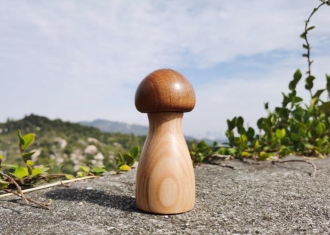Acacia Wood & Rubber Wood Jar Adjustable Salt & Pepper Grinder Mushroom Style 0